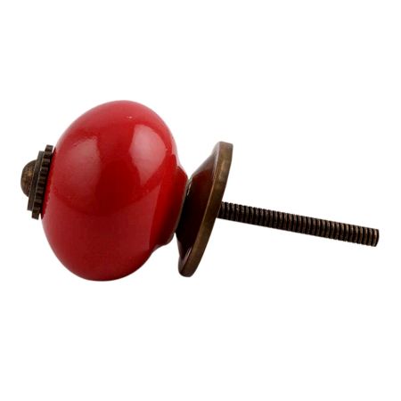 Solid Red Antique Fitting Ceramic Drawer Knob